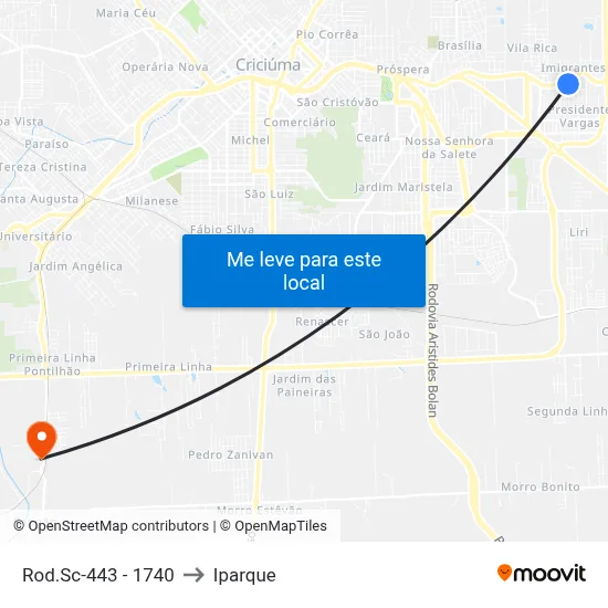 Rod.Sc-443 - 1740 to Iparque map