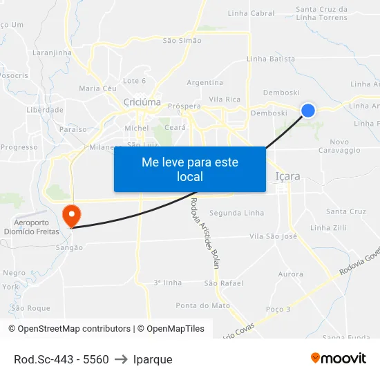 Rod.Sc-443 - 5560 to Iparque map