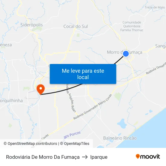 Rodoviária De Morro Da Fumaça to Iparque map