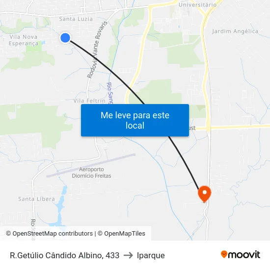 R.Getúlio Cândido Albino, 433 to Iparque map