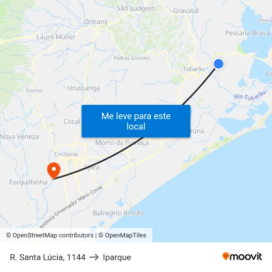R. Santa Lúcia, 1144 to Iparque map