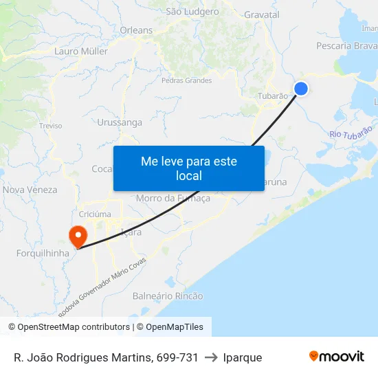 R. João Rodrigues Martins, 699-731 to Iparque map
