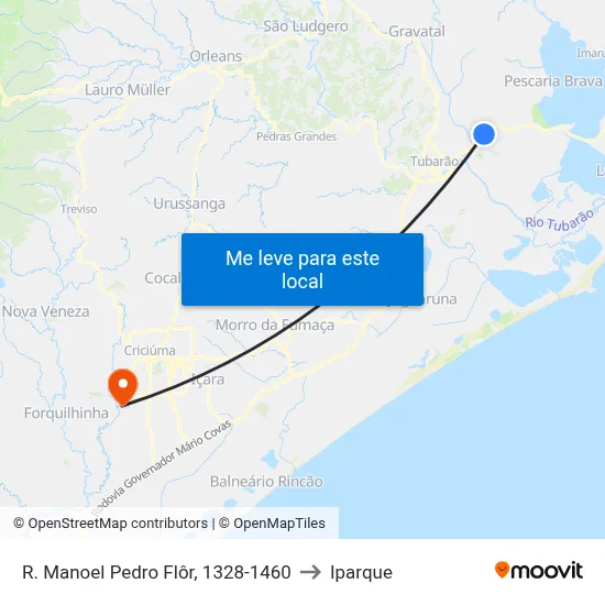 R. Manoel Pedro Flôr, 1328-1460 to Iparque map