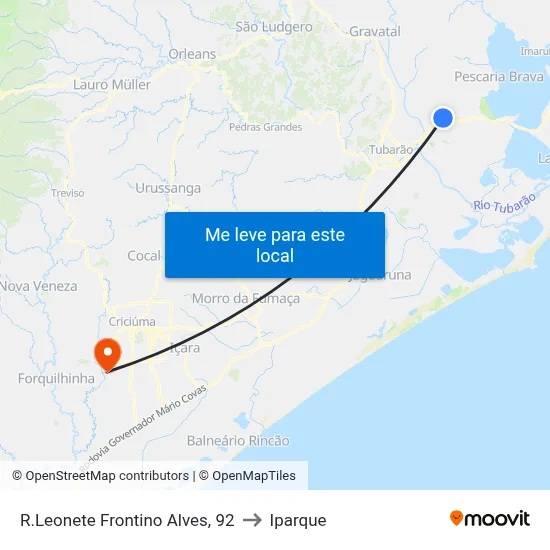 R.Leonete Frontino Alves, 92 to Iparque map