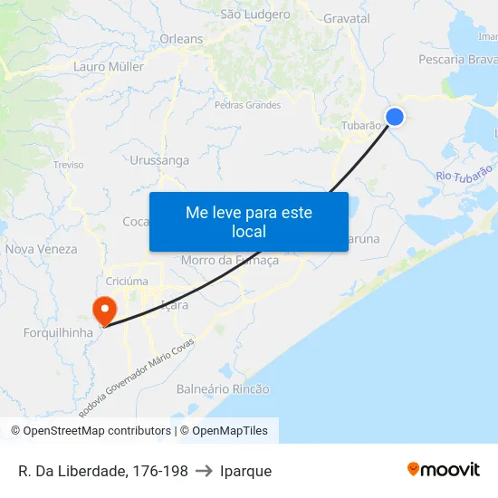 R. Da Liberdade, 176-198 to Iparque map