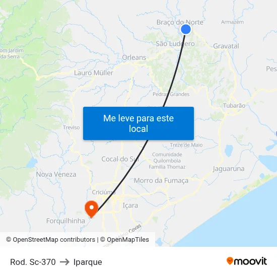Rod. Sc-370 to Iparque map
