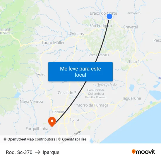 Rod. Sc-370 to Iparque map