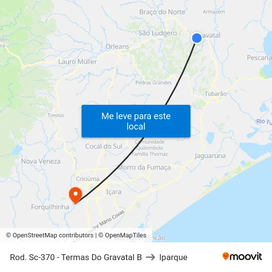 Rod. Sc-370 - Termas Do Gravatal B to Iparque map