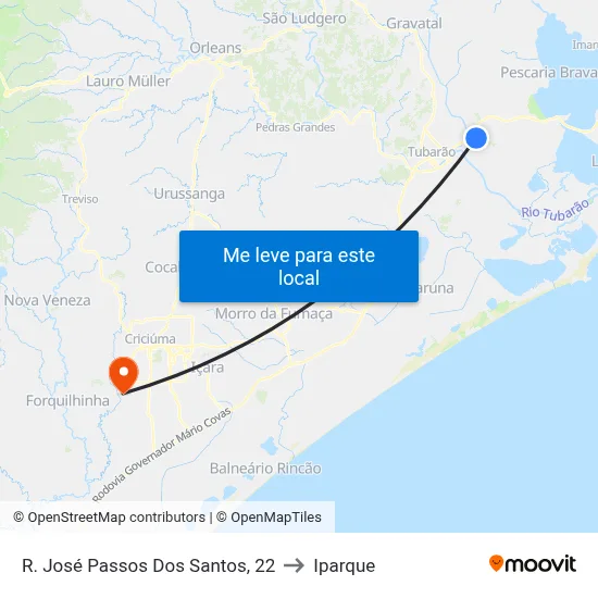 R. José Passos Dos Santos, 22 to Iparque map