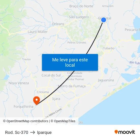 Rod. Sc-370 to Iparque map