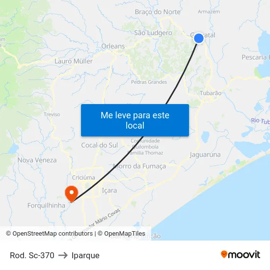 Rod. Sc-370 to Iparque map