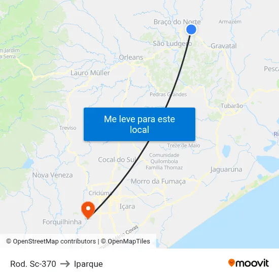 Rod. Sc-370 to Iparque map