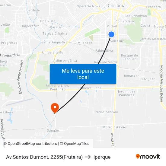 Av.Santos Dumont, 2255(Fruteira) to Iparque map