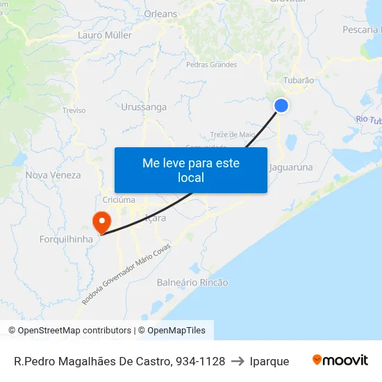 R.Pedro Magalhães De Castro, 934-1128 to Iparque map