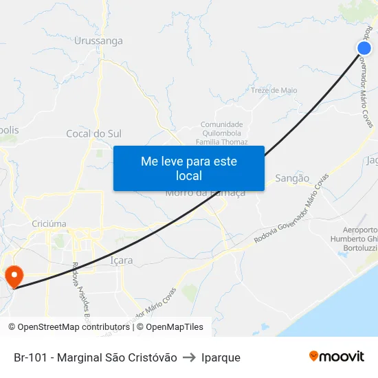 Br-101 - Marginal São Cristóvão to Iparque map
