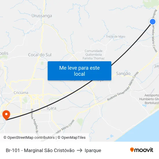 Br-101 - Marginal São Cristóvão to Iparque map