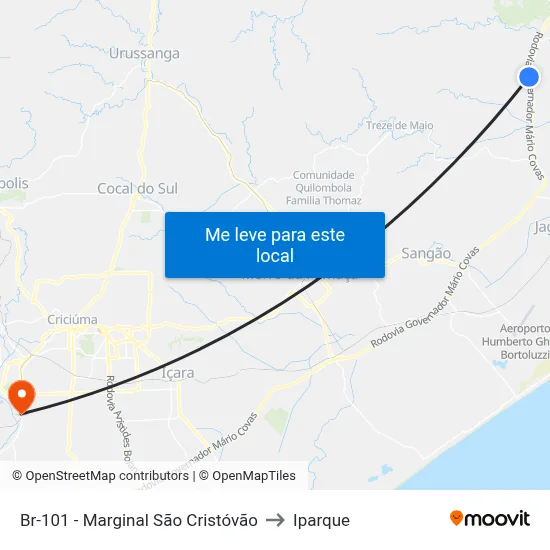 Br-101 - Marginal São Cristóvão to Iparque map