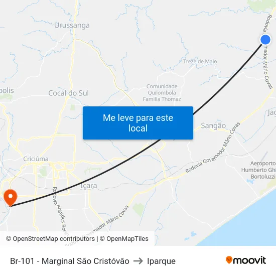 Br-101 - Marginal São Cristóvão to Iparque map