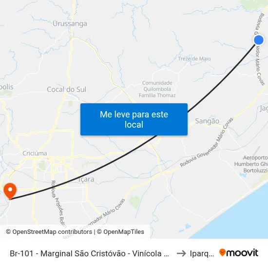 Br-101 - Marginal São Cristóvão - Vinícola Grassi to Iparque map