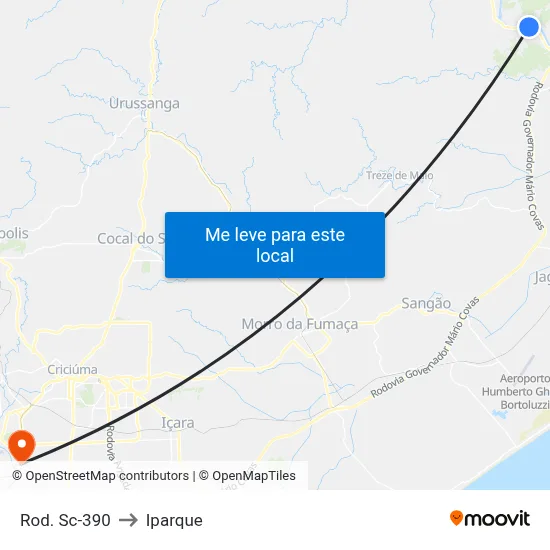 Rod. Sc-390 to Iparque map