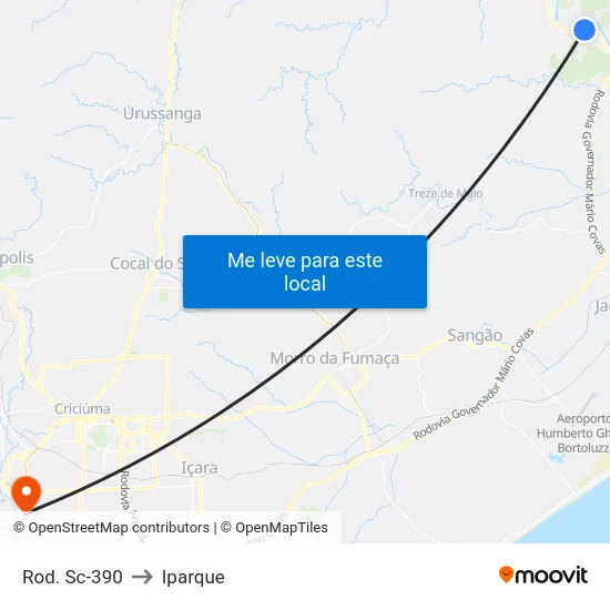 Rod. Sc-390 to Iparque map