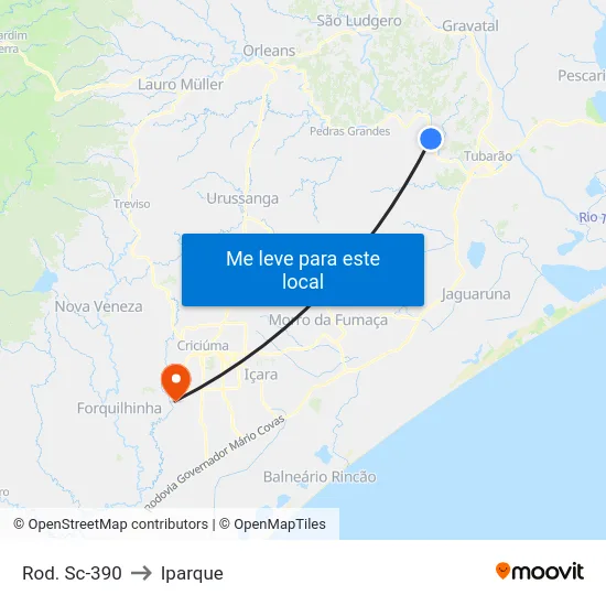 Rod. Sc-390 to Iparque map