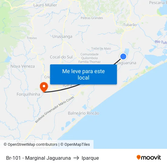 Br-101 - Marginal Jaguaruna to Iparque map