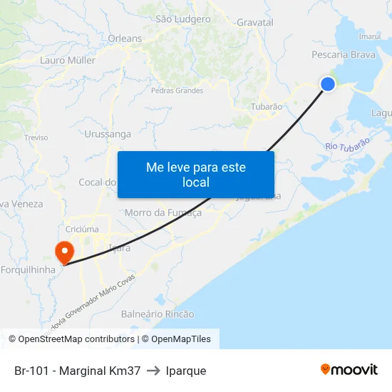 Br-101 - Marginal Km37 to Iparque map