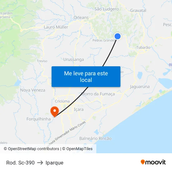 Rod. Sc-390 to Iparque map