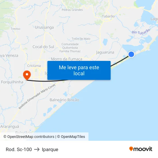 Rod. Sc-100 to Iparque map