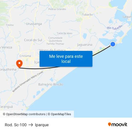 Rod. Sc-100 to Iparque map