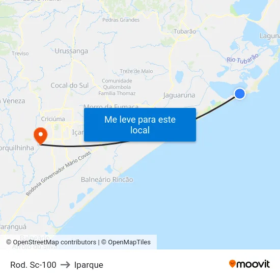 Rod. Sc-100 to Iparque map
