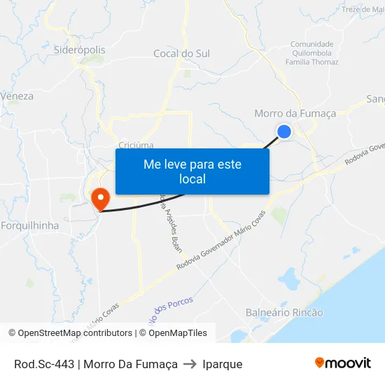 Rod.Sc-443 | Morro Da Fumaça to Iparque map
