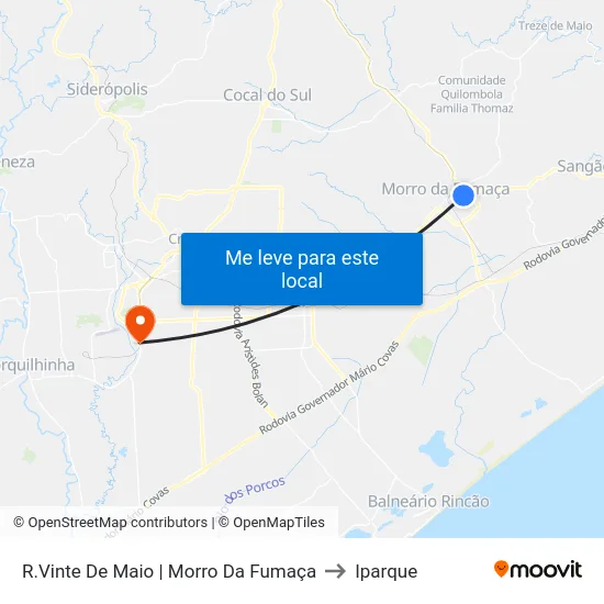 R.Vinte De Maio | Morro Da Fumaça to Iparque map