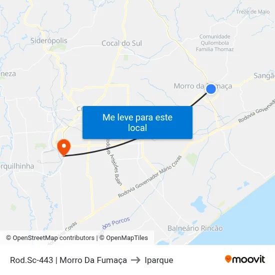 Rod.Sc-443 | Morro Da Fumaça to Iparque map