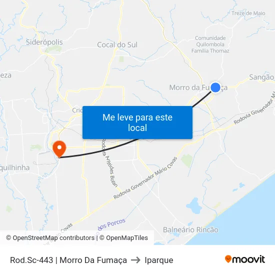 Rod.Sc-443 | Morro Da Fumaça to Iparque map