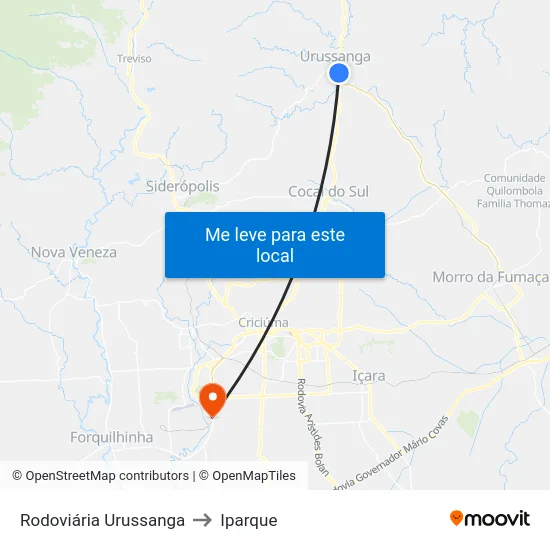 Rodoviária Urussanga to Iparque map
