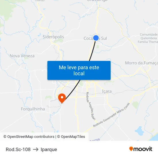 Rod.Sc-108 to Iparque map