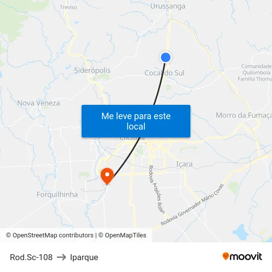 Rod.Sc-108 to Iparque map