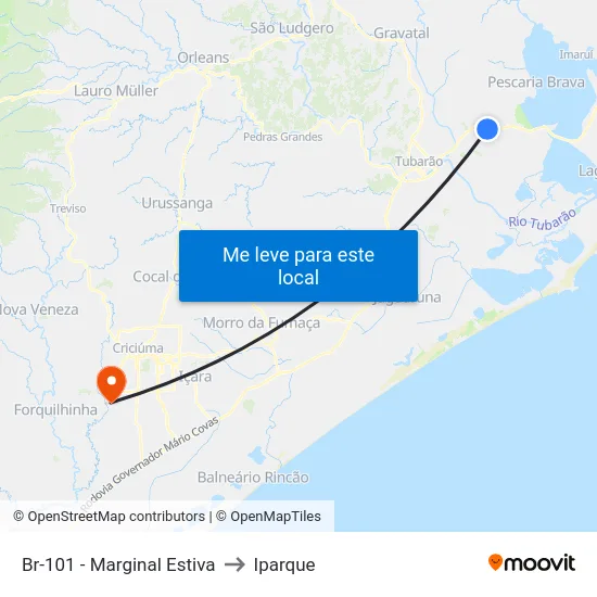 Br-101 - Marginal Estiva to Iparque map