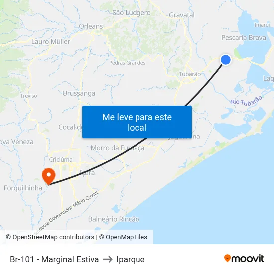 Br-101 - Marginal Estiva to Iparque map
