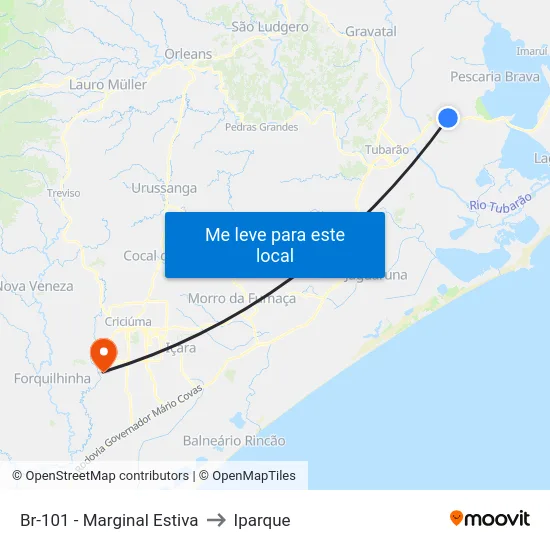 Br-101 - Marginal Estiva to Iparque map