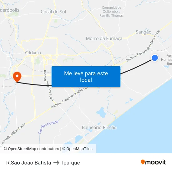 R.São João Batista to Iparque map