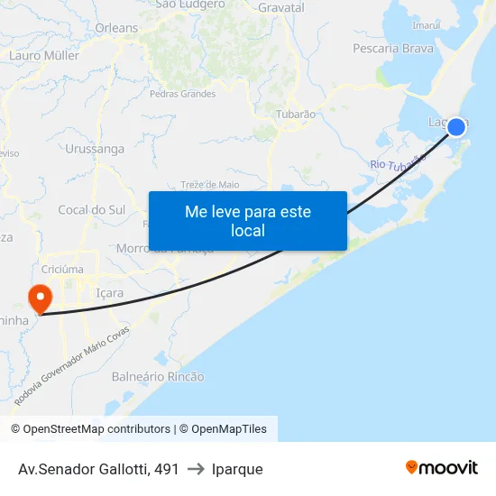 Av.Senador Gallotti, 491 to Iparque map