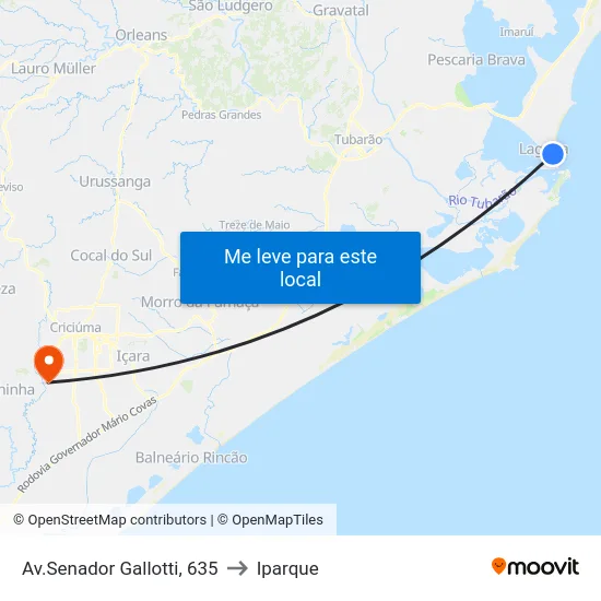 Av.Senador Gallotti, 635 to Iparque map
