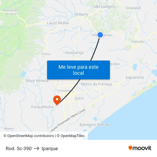 Rod. Sc-390 to Iparque map