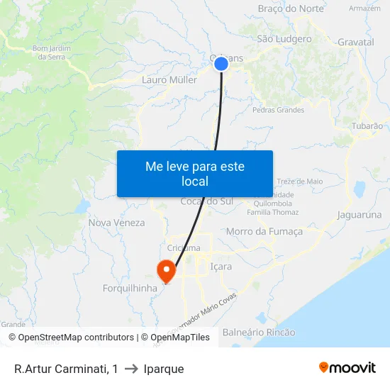 R.Artur Carminati, 1 to Iparque map