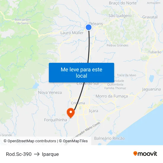 Rod.Sc-390 to Iparque map