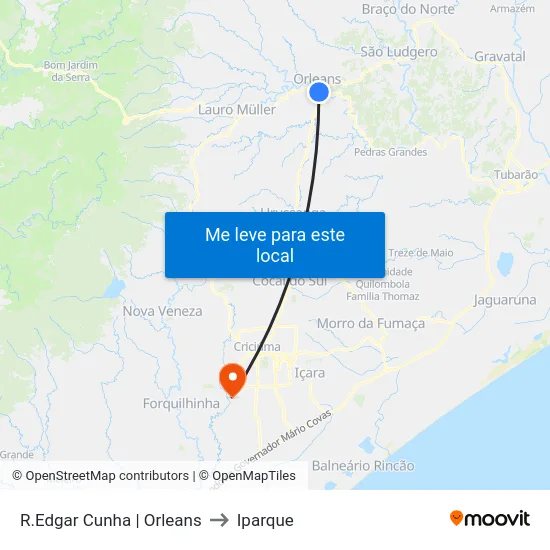 R.Edgar Cunha | Orleans to Iparque map