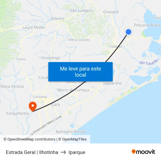 Estrada Geral | Ilhotinha to Iparque map